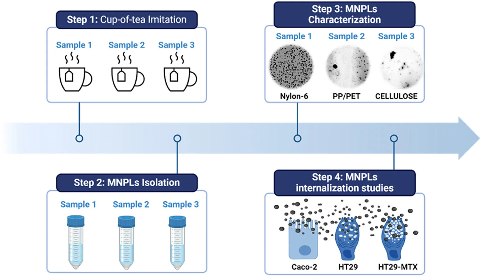 Infographic showing microplastic release from different tea bag materials